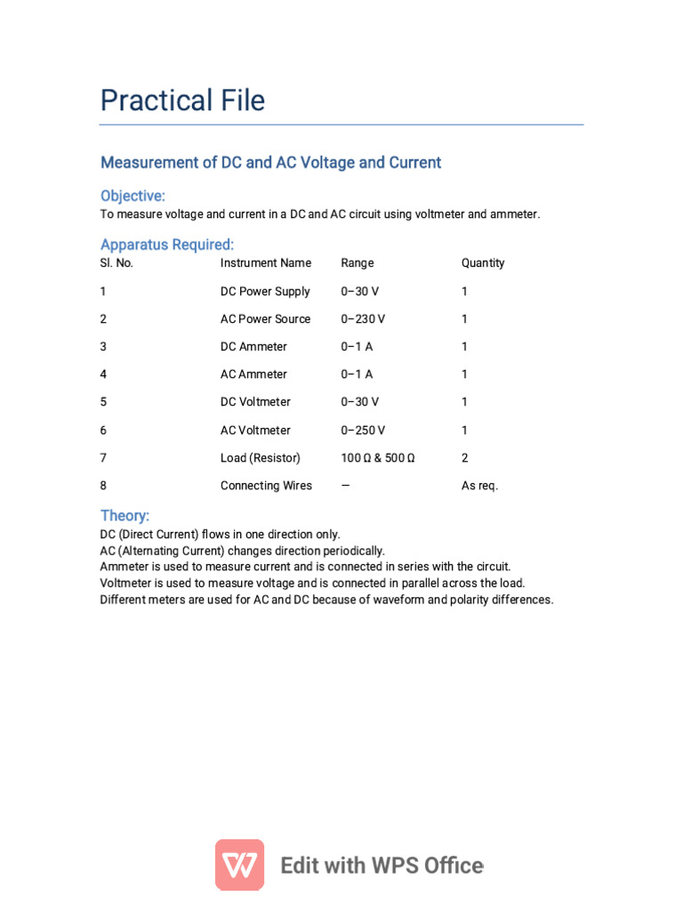 Measure DC and AC Voltage & Current | PDF