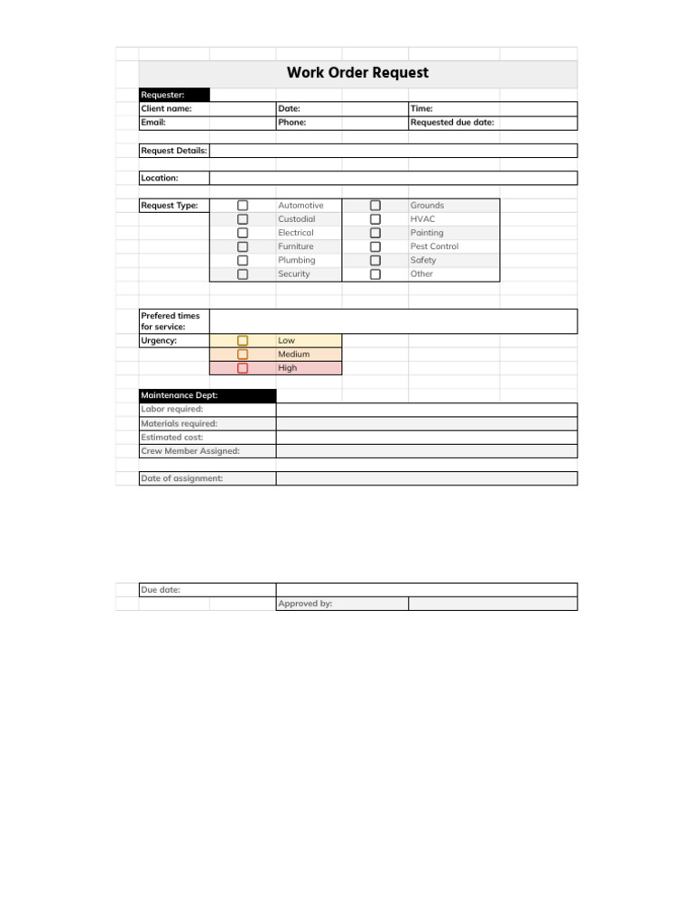 FMX Work Order Request Template | PDF