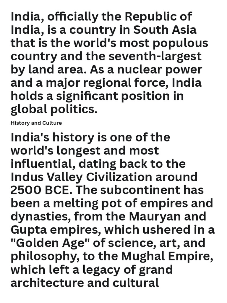 Overview of India: History, Culture, Economy | PDF | South Asia | Pakistan