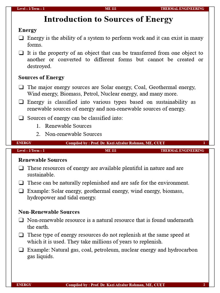 Renewable vs Non-Renewable Energy Sources | PDF | Energy Development ...