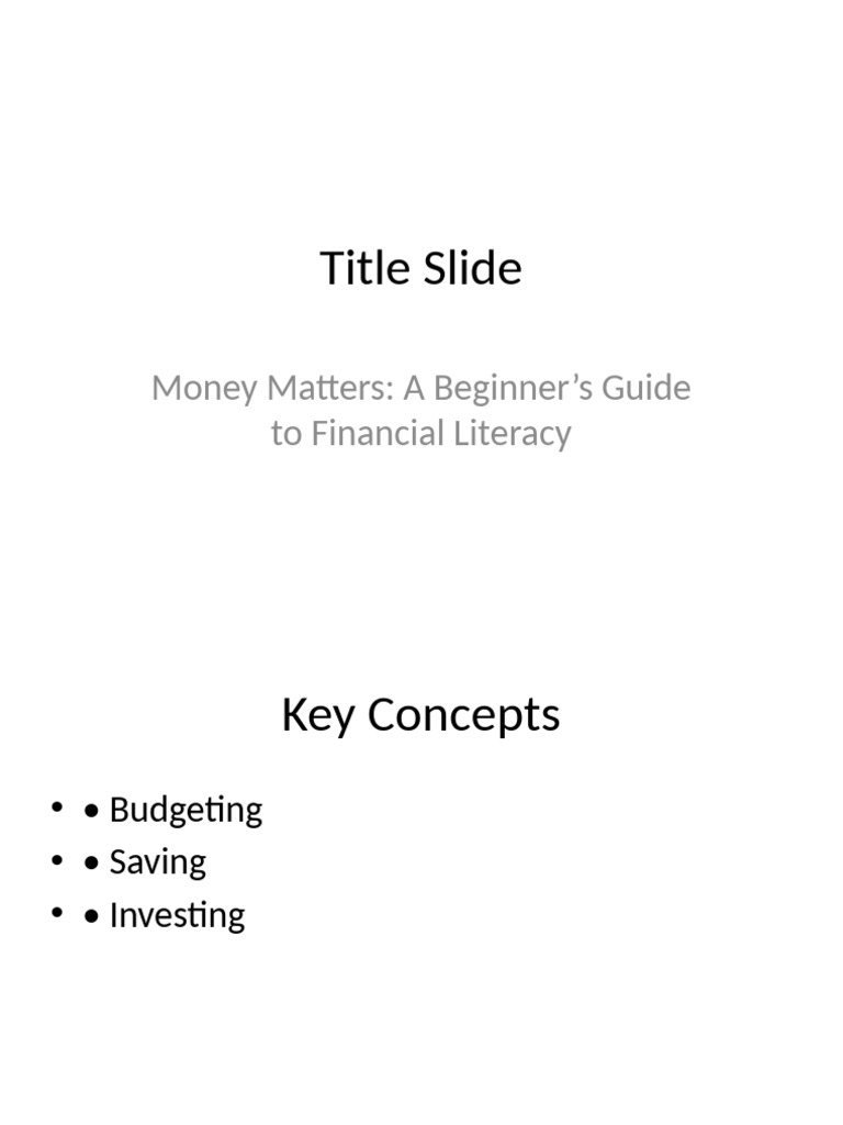 The Basics of Financial Literacy | PDF