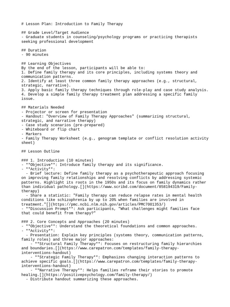 Family Therapy Techniques and Planning | PDF | Psychotherapy | Family ...