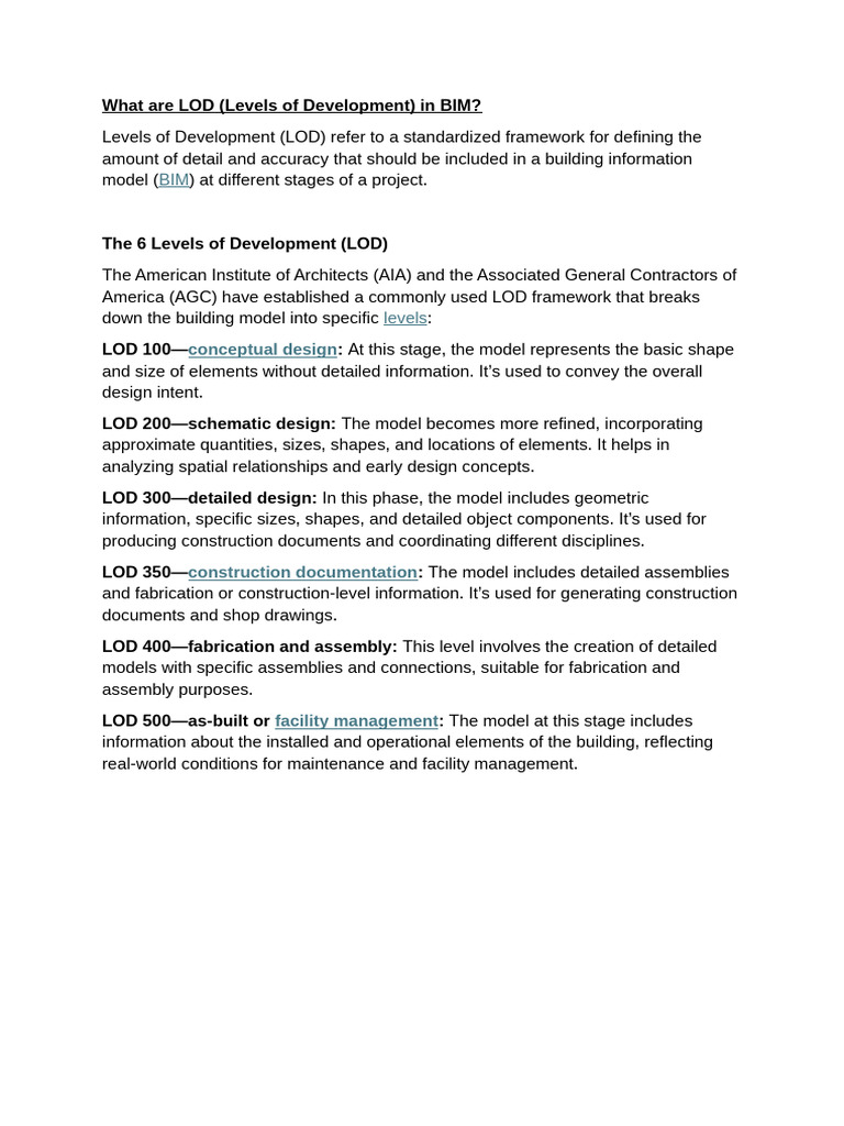 What Are LOD in BIM Model | PDF