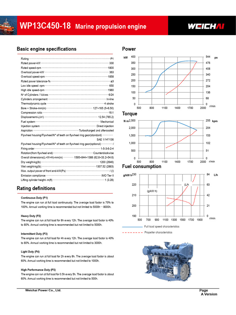 WP13C450-18 Marine Propulsion Engine Specs | PDF | Coordinate System ...