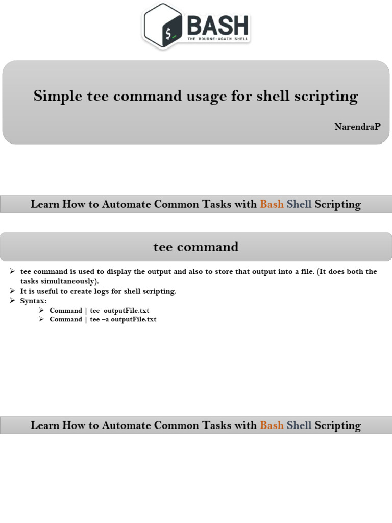 Using the Tee Command in Shell Scripts | PDF