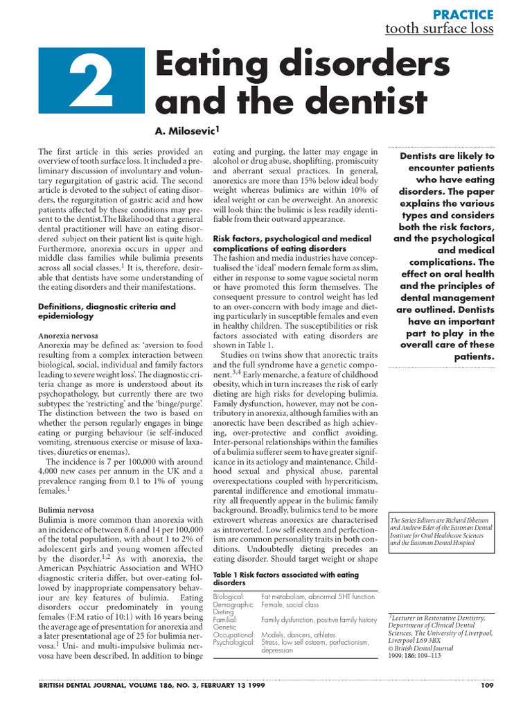 Understanding Eating Disorders in Dentistry | PDF | Bulimia Nervosa ...
