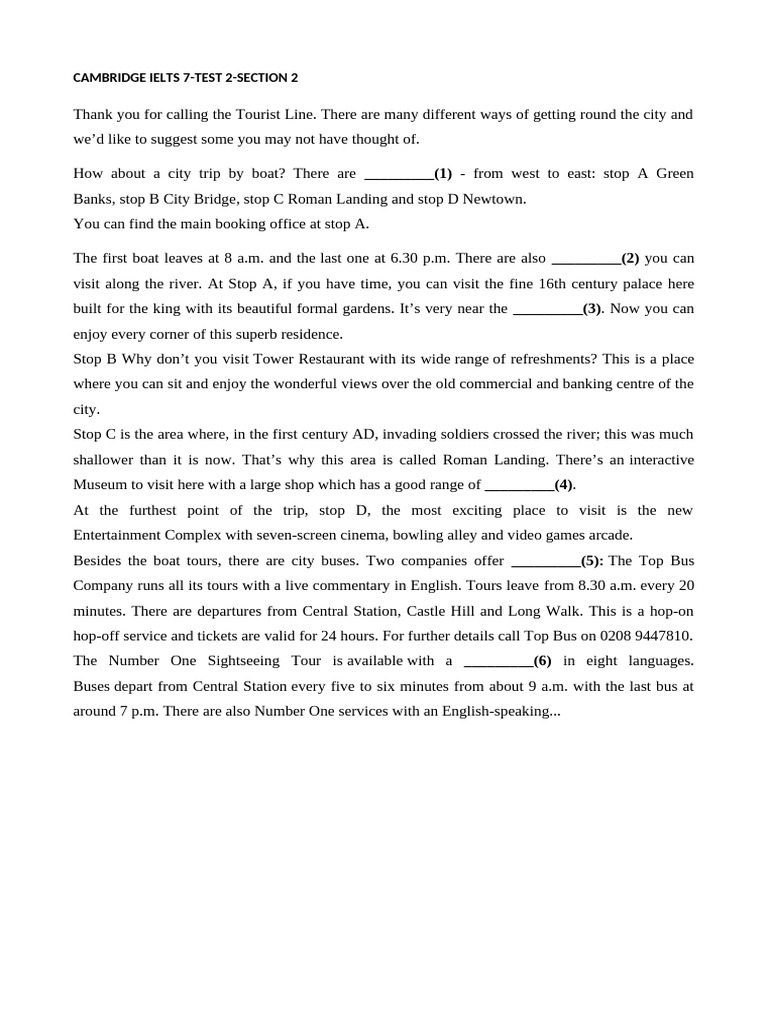 Cambridge IELTS 7 Test 2 Section 2 Guide | PDF