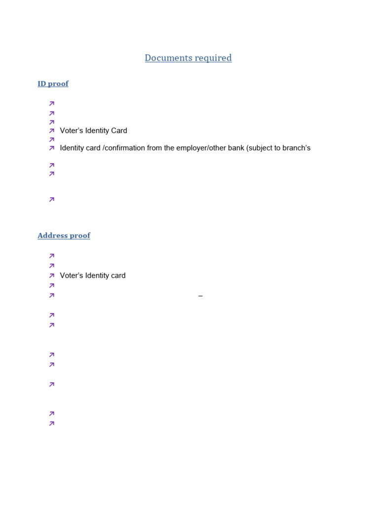 Required Documents for Current Accounts | PDF | Identity Document ...