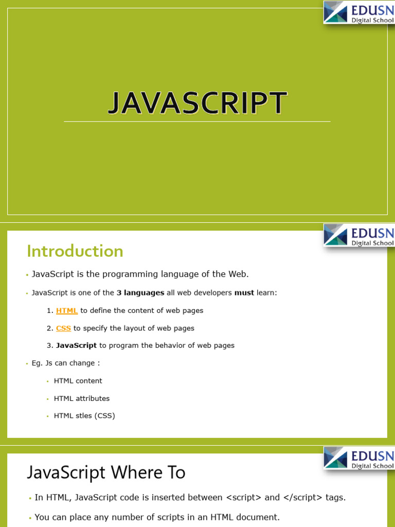 JavaScript Basics for Web Development | PDF | Html | Java Script
