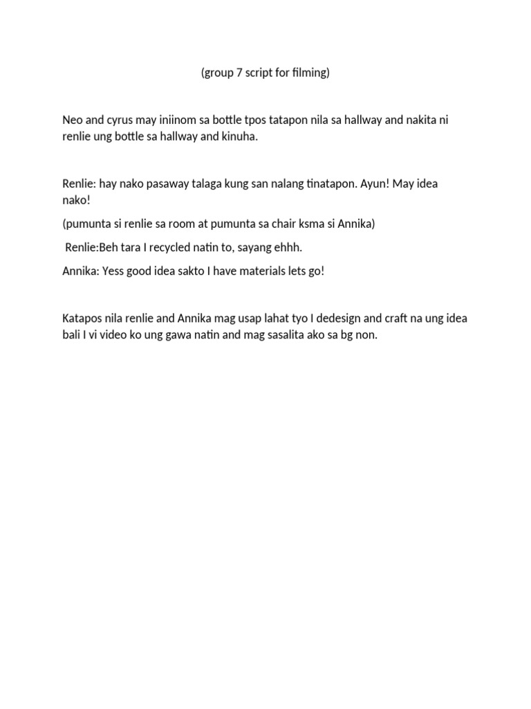 Group 7 Script For Filming | PDF