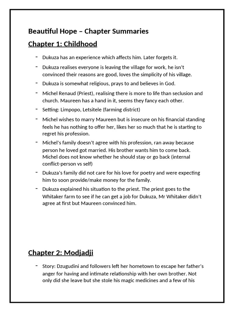 Beautiful Hope: Chapter Summaries | PDF