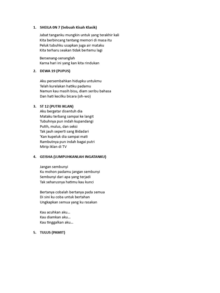 Lagu Cinta dan Kenangan Abadi | PDF