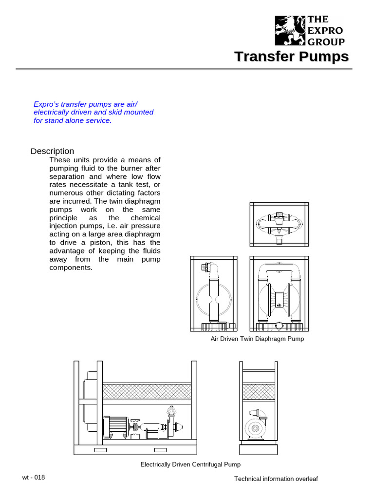 Expro Transfer Pumps Overview | PDF | Pump | Chemical Equipment