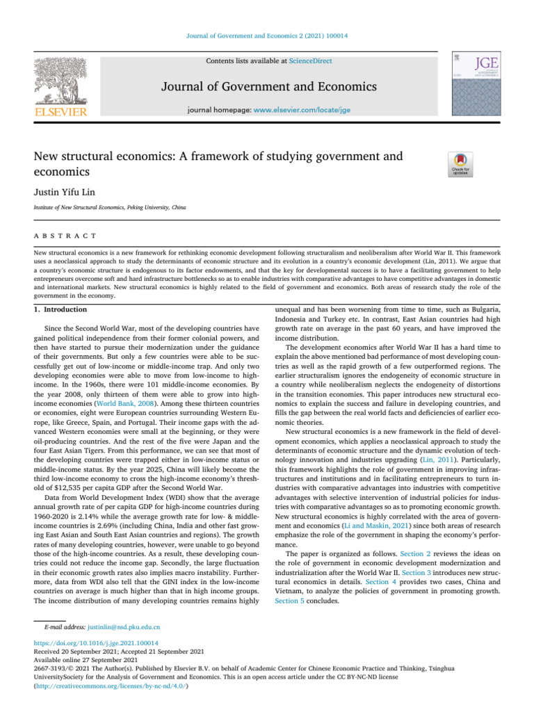 New Structural Economics Framework | PDF | Economics | Economic Growth