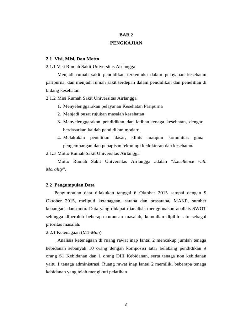 Pengkajian Ketenagaan RSUA dan BOR | PDF