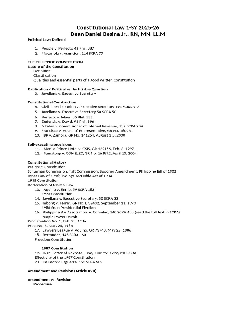 Philippine Constitutional Law Overview | PDF | Commission On Elections ...