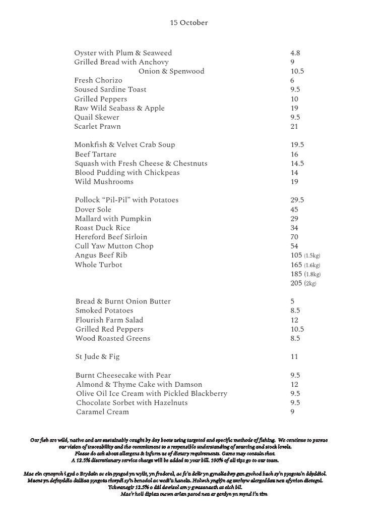 Brat Restaurant Menu Overview | PDF | Foods | Cuisine