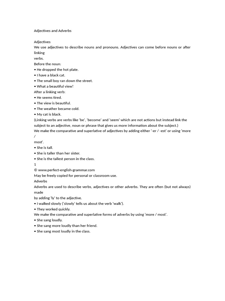Adjectives and Adverbs | PDF