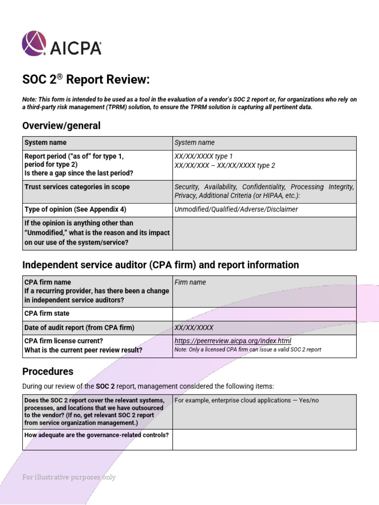 SOC 2 Report Review Checklist | PDF | Auditor's Report | Audit