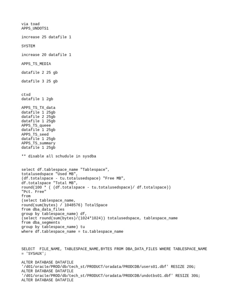 Oracle Database Datafile Management | PDF