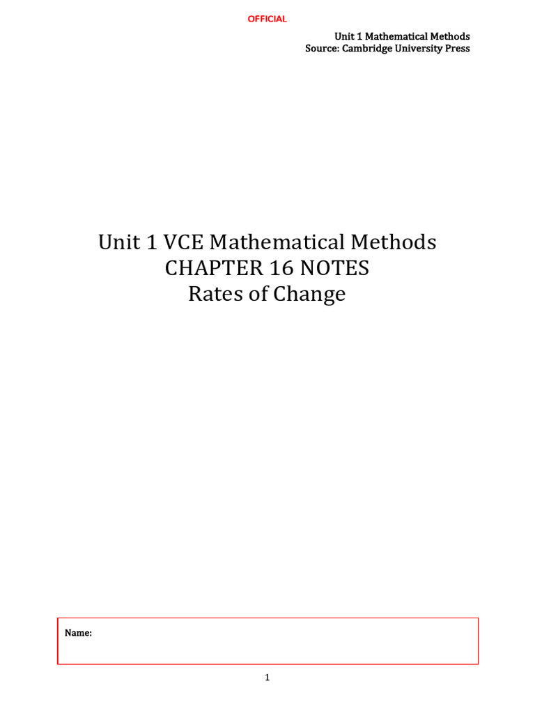 VCE Mathematical Methods: Rates of Change | PDF | Mathematics