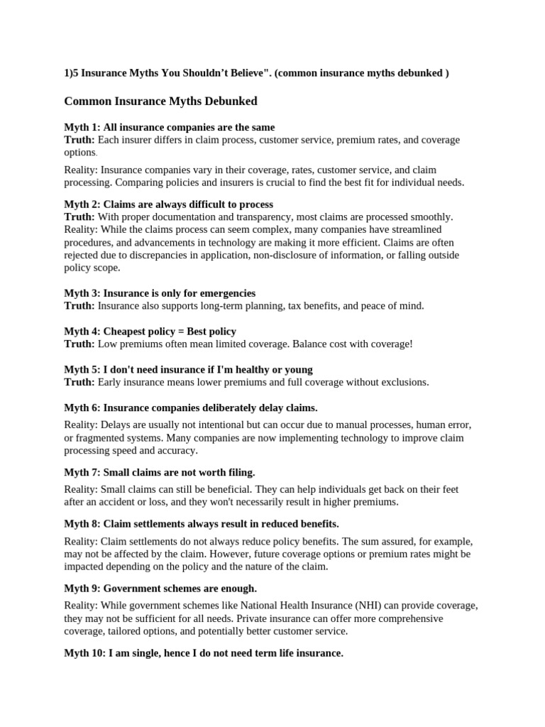 Debunking 14 Common Insurance Myths | PDF | Insurance | Life Insurance