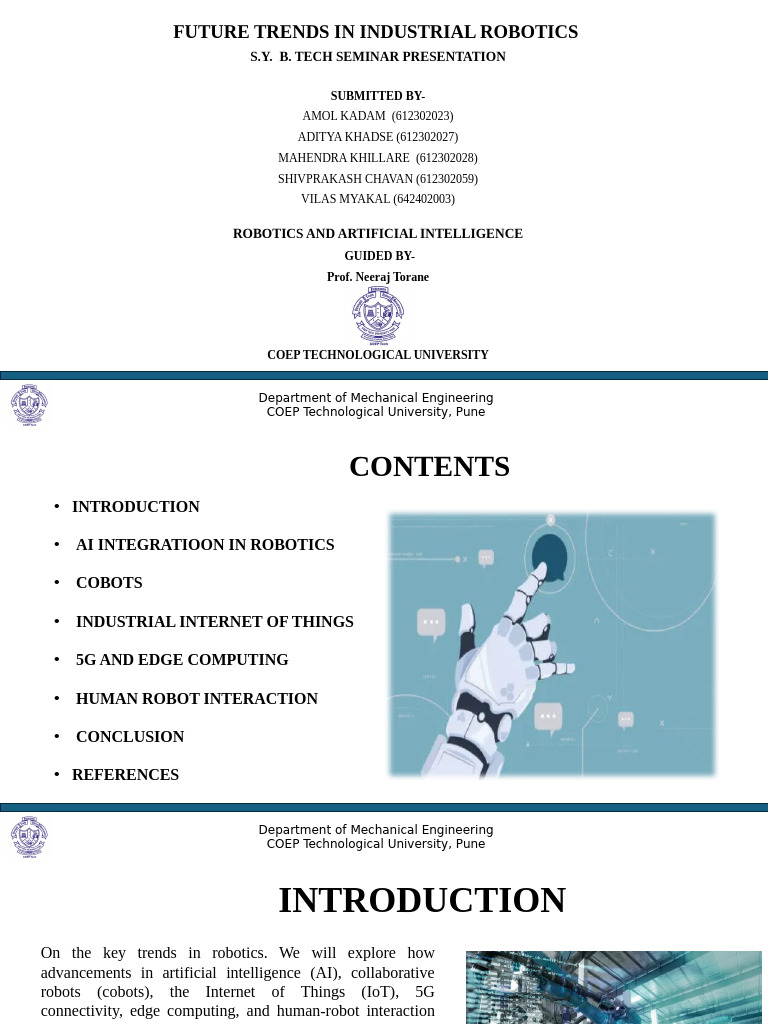 Future Trends in Industrial Robotics | PDF | Internet Of Things | Robot