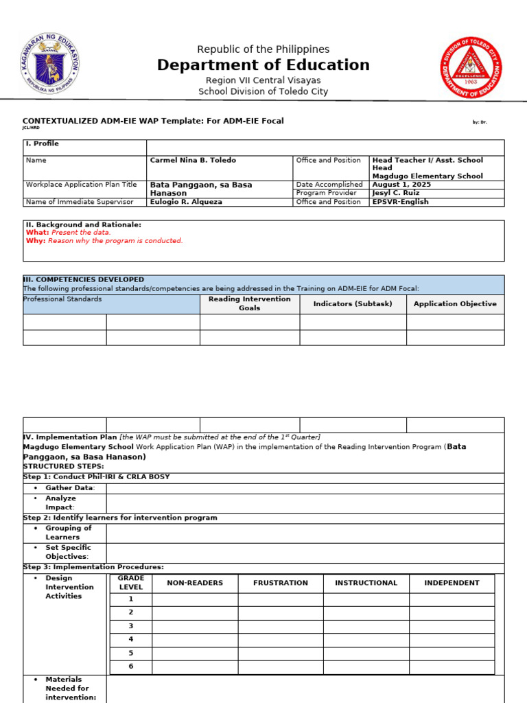 Reading Intervention WAP for Magdugo School | PDF | Cognition ...