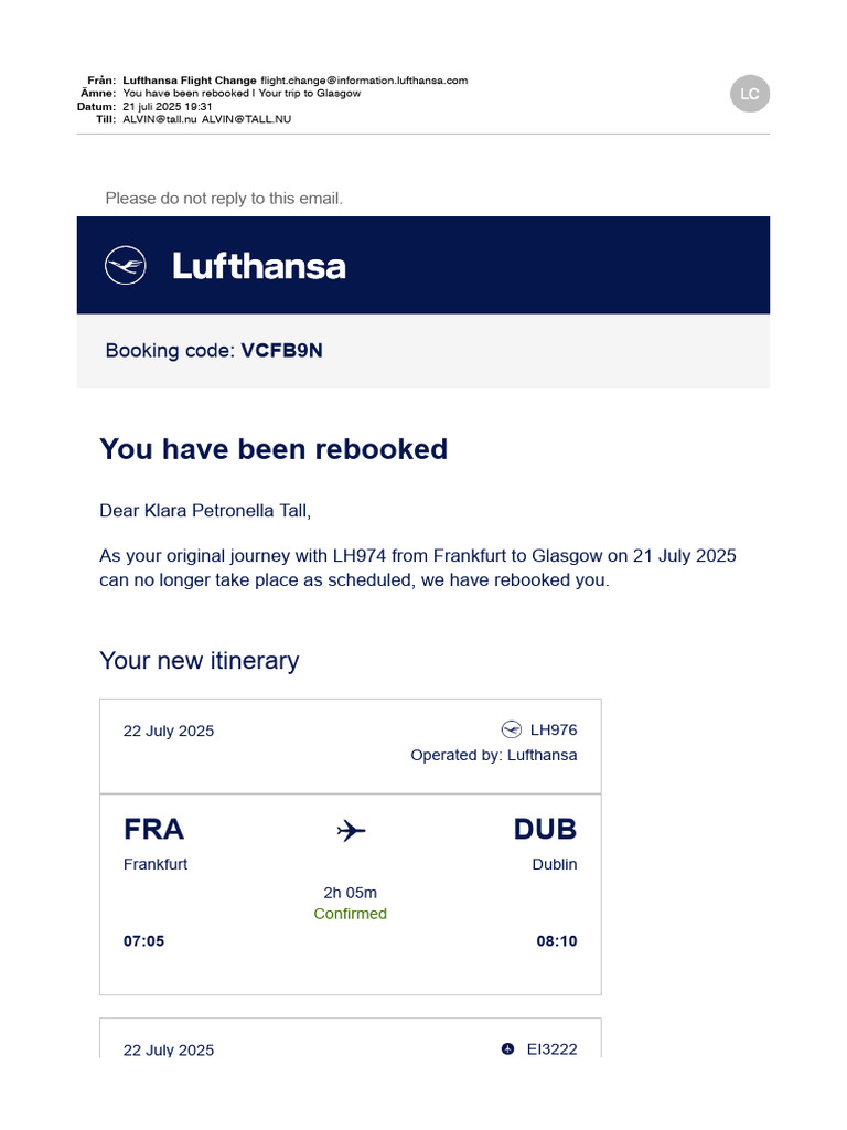 You Have Been Rebooked Your Trip To Glasgow-2 | PDF | Civil Aviation ...