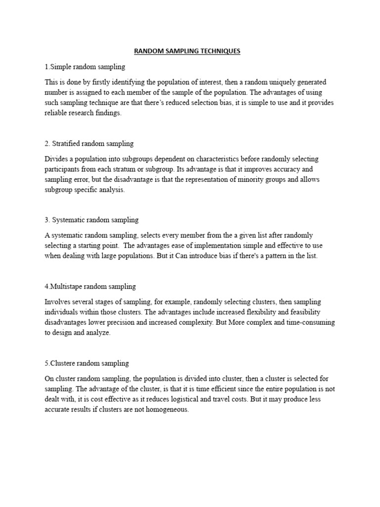 Random Sampling Techniques | PDF