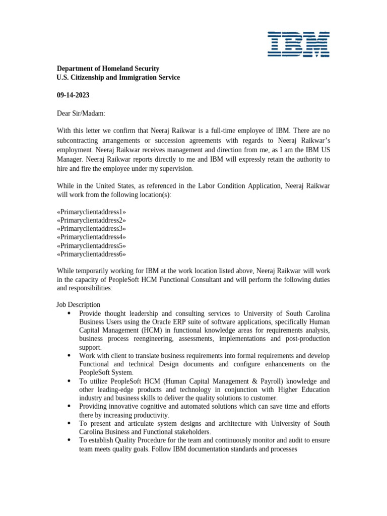 IBM Employment Confirmation for Neeraj Raikwar | PDF | Business