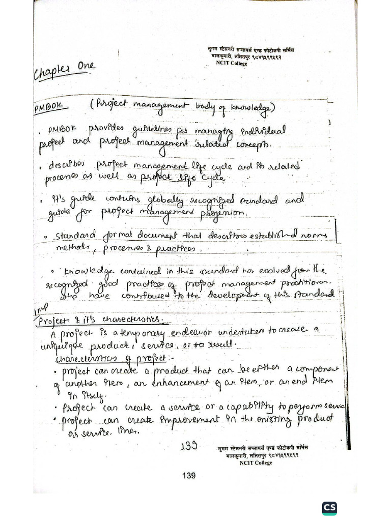 ICTPM PU HandWritten Notes | PDF
