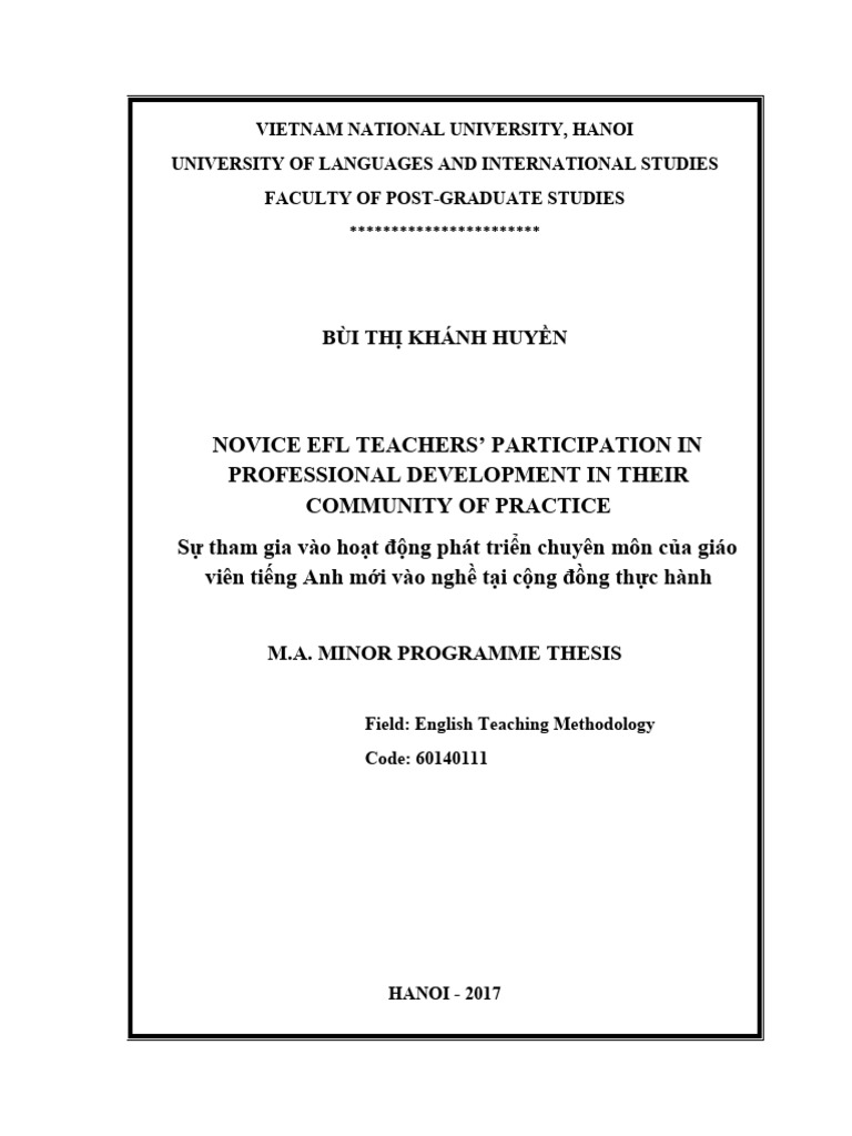 Novice Efl Teachers' Participation in Professional Development in Their ...
