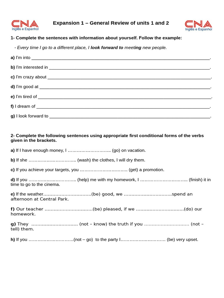 Review of Units 1 and 2 Exercises | PDF | Linguistics | Syntax