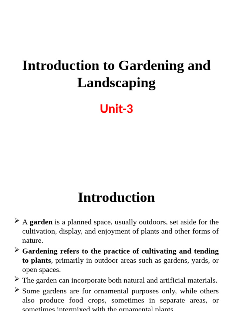 Introduction to Gardening and Landscaping | PDF | Gardens | Botany