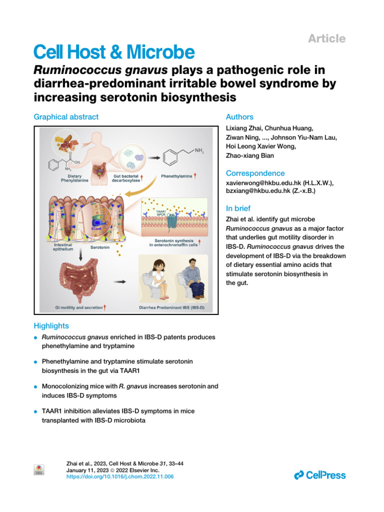 2023 Cell Host and Microbe Ruminococcus Gnavus Plays A Pathogenic Role ...