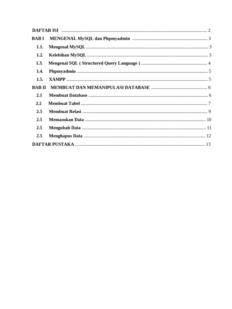 Panduan MySQL dan PhpMyAdmin Lengkap | PDF