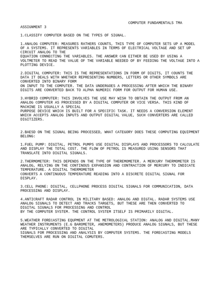 Computer Fundamentals Tma Assignments 3 | PDF