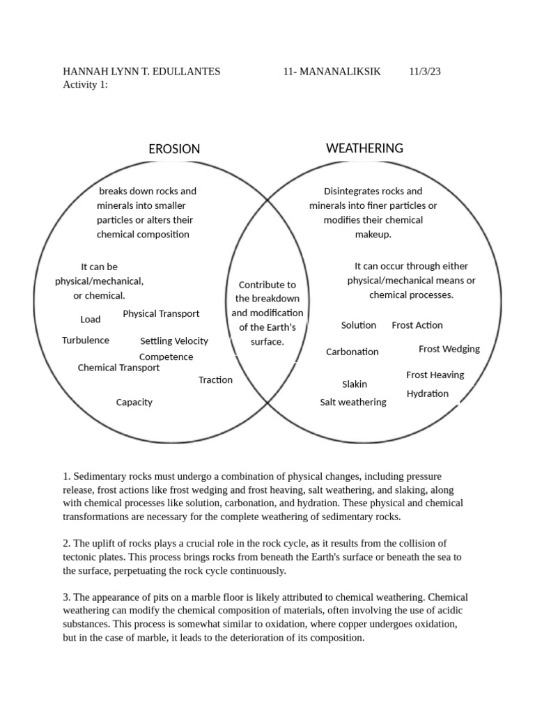 Edullantes Weathering and Erosion Part 2 | PDF | Weathering | Rock ...