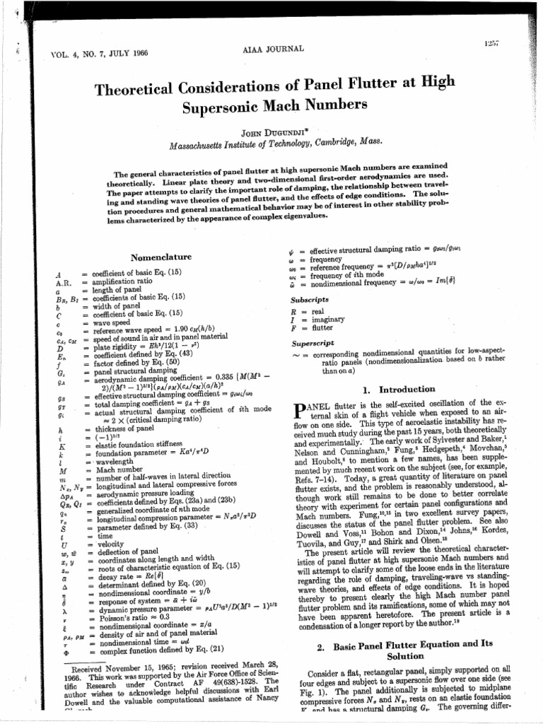 Dugundgi Panel Flutter | PDF | Classical Mechanics | Mechanics