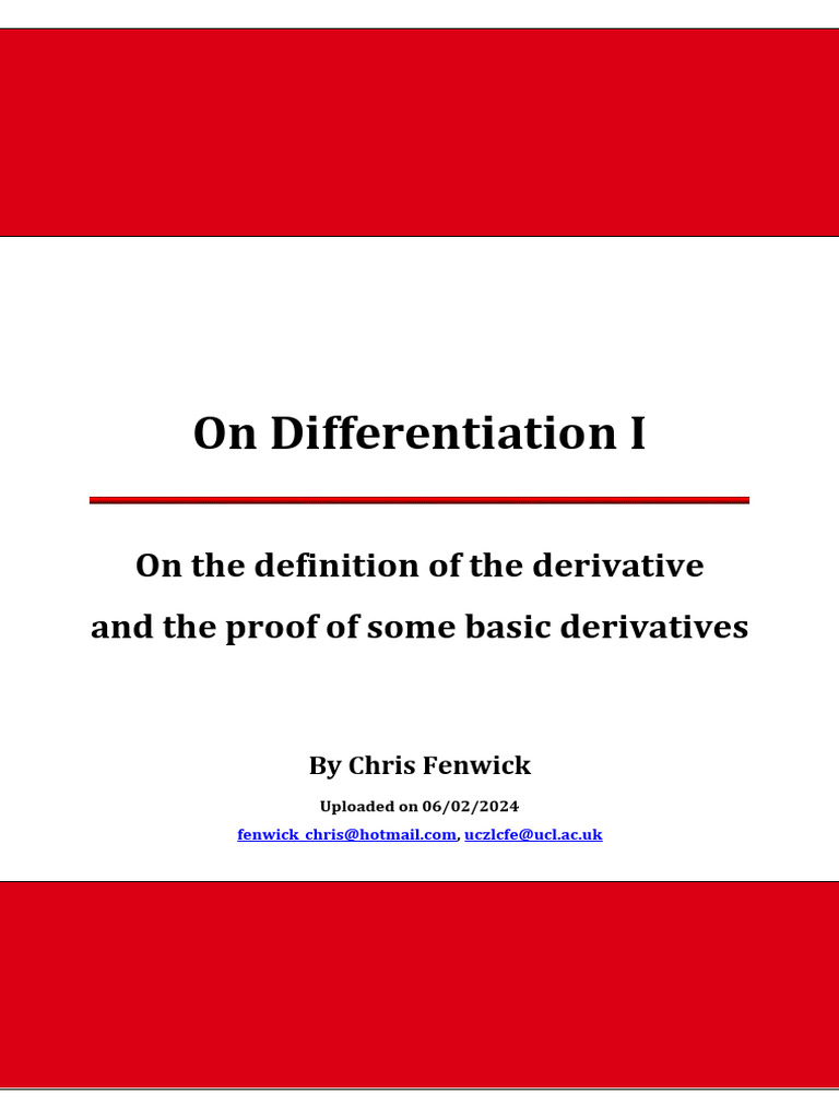 Maths - Diff 1 - 00 - Complete | PDF | Slope | Derivative