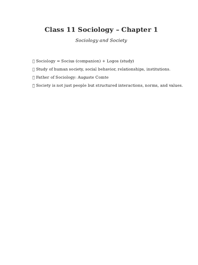 Class 11 Sociology Chapter 1 Notes | PDF