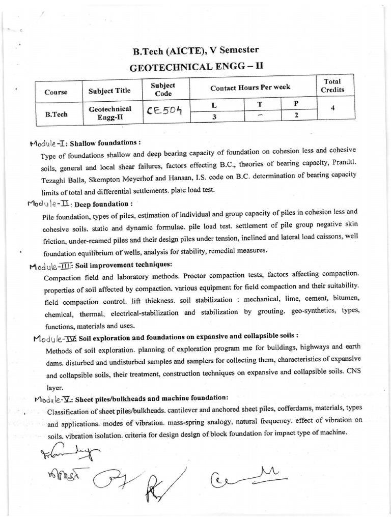 Syllabus (Theory+Practical) | PDF | Geotechnical Engineering | Soil ...