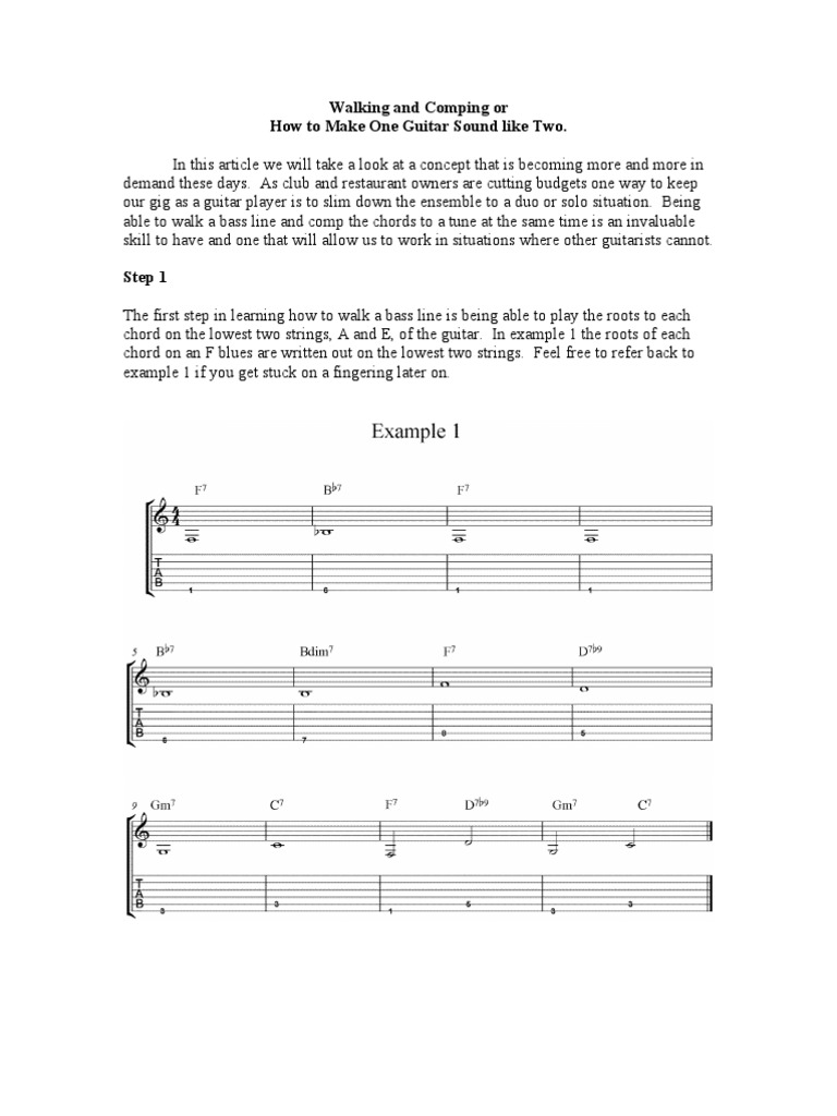 Walking Bass PDF Bass Guitar Chord (Music)