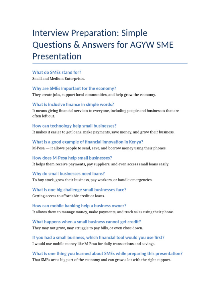 Simple Interview QA AGYW | PDF