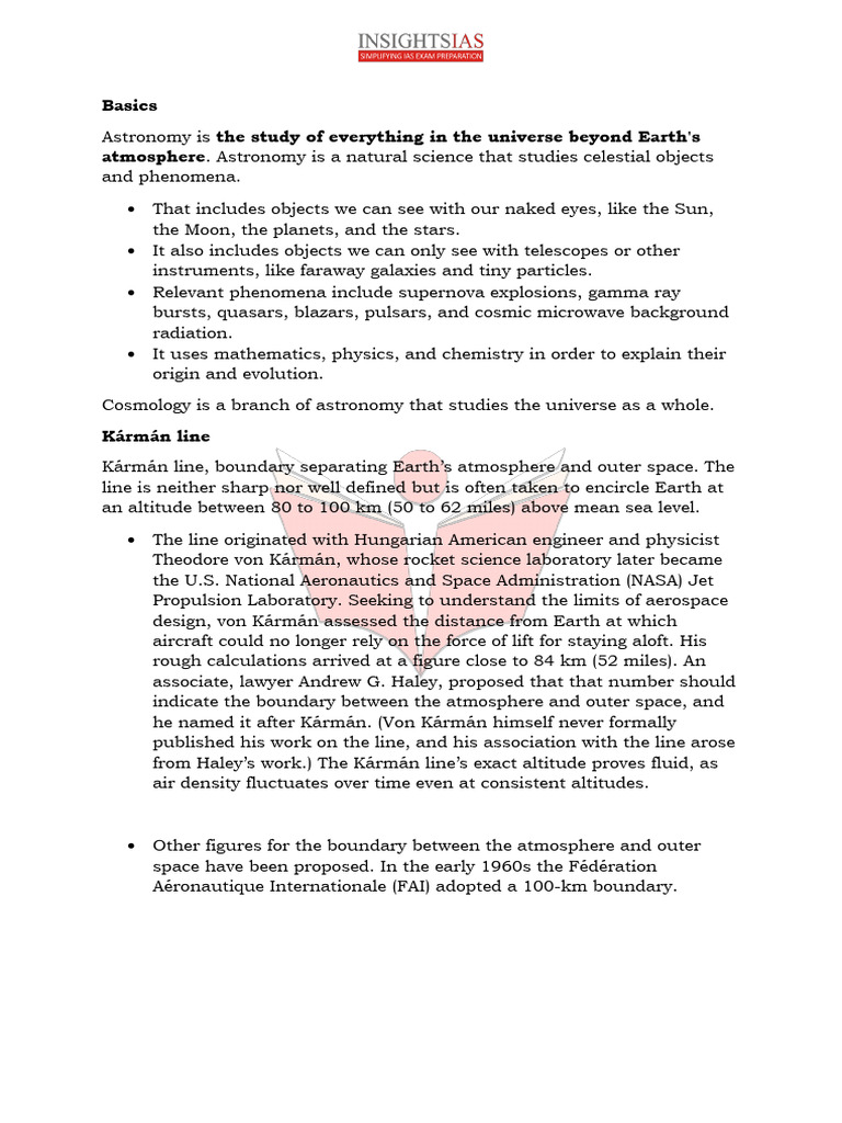 Space Notes (1) | PDF | Stars | Planets