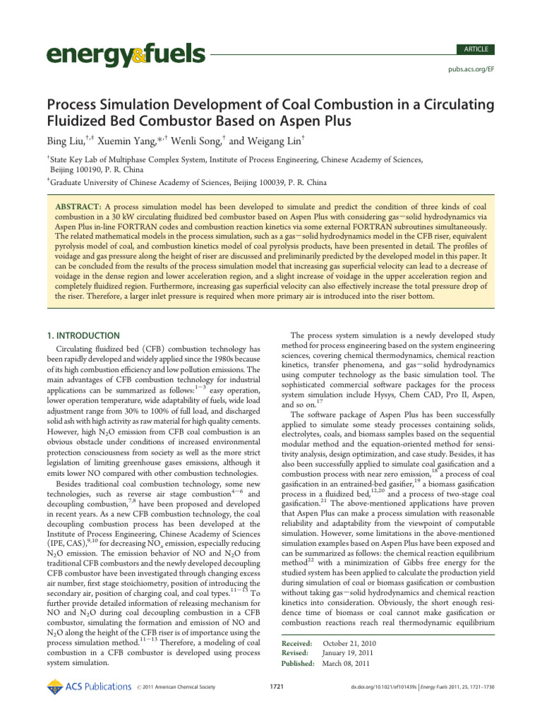 Coal Combustion Simulation in CFB | PDF | Gasification | Combustion