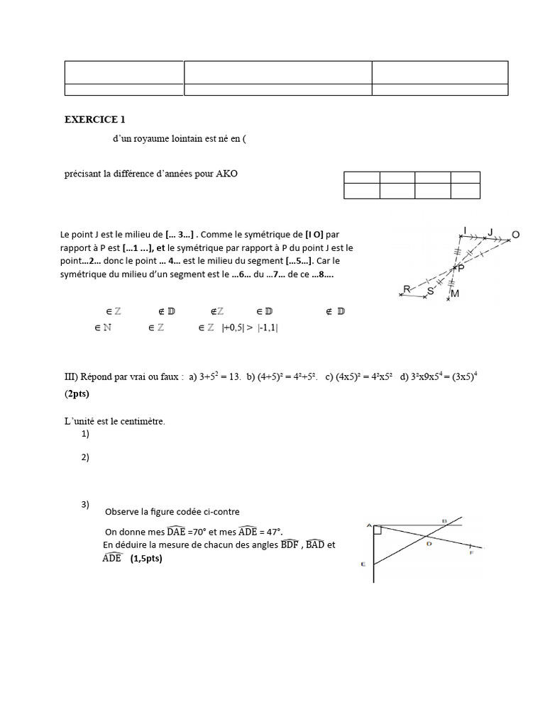 Composition Math 5ème 2024-2025 | PDF