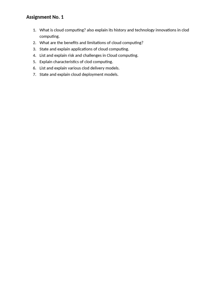 CC Assignment No 1 | PDF