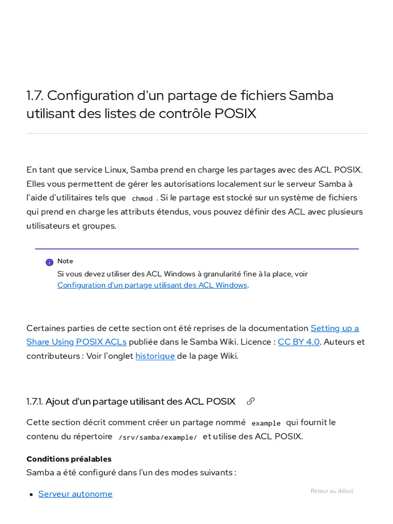 Configuration de Samba avec ACL POSIX | PDF | Système de fichiers ...